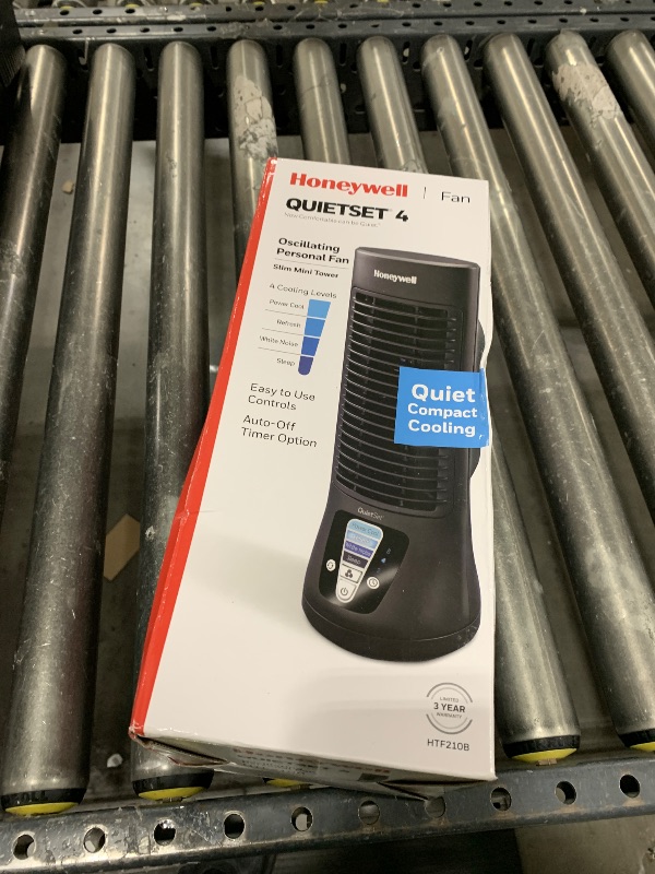 Photo 1 of Honeywell QuietSet Personal Table Fan, Oscillating Personal Desk Fan with Quiet Operation, 4 Levels of Power and Sound, Black, HTF210B