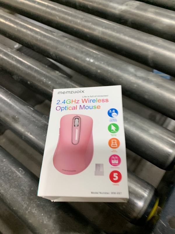 Photo 1 of memzuoix 2.4G Wireless Mouse, 1400 DPI Mobile Optical Cordless Mouse with USB Receiver, Portable Computer Mice for Laptop, PC, Desktop, MacBook, 5 Buttons (Pink)