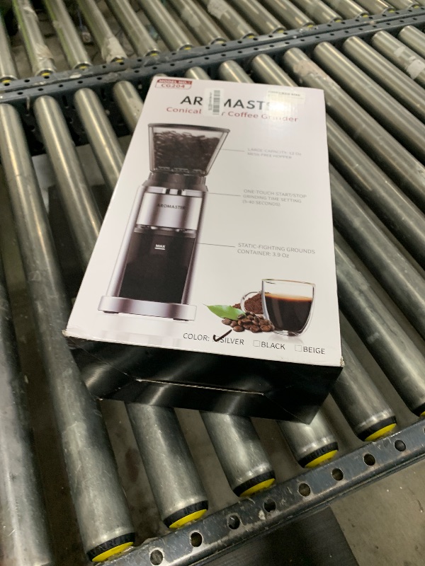 Photo 1 of Aromaster Coffee Bean Grinder with 48 Gind Settings, Conical Burr Coffee Grinder for Home Use,Stainless Steel,40 Seconds Adjustable Timer,Anti-static,Easy to Clean with Brush