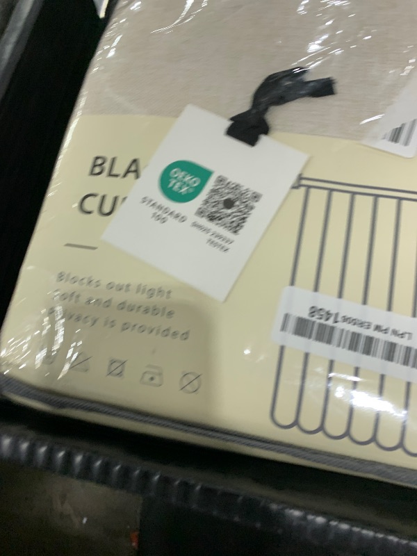 Photo 1 of 100% Blackout Shield Linen Blackout Curtains for Bedroom 108 Inches Long, Back Tab/Rod Pocket Living Room Drapes, Thermal Insulated Blackout Curtains 2 Panels Set, 50" W x 108" L,Cream