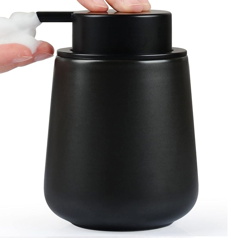 Photo 1 of Bosilunlife Hand Soap Dispenser - Marble Lotion Dispenser 12Oz Ceramic Soap Dispenser Bathroom Refillable Liquid Pump Dispenser for Bathroom Kitchen Dispenser for Dish Soap with Easy-to-Press Pump