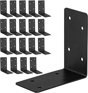 Photo 1 of 20Pcs Corner Braces,4"x4"x2" Black L Brackets for Wood,Heavy Duty 2mm Steel Black Raised Garden Bed Corner Brackets,90 Degree L Shape Bracket for Furniture,Bed,Shelf Bracket