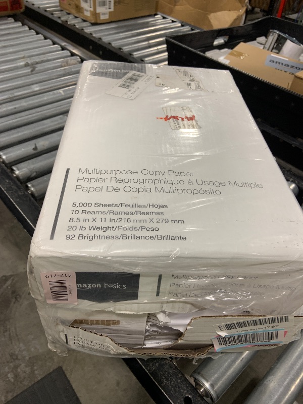 Photo 1 of Amazon Basics Multipurpose Copy Printer Paper, 20 lb, 8.5 x 11 Inches, 10 Reams (5,000 Sheets), 92 Bright, White
