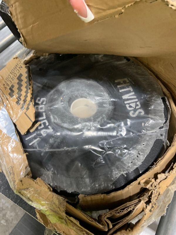 Photo 1 of Fitvids Olympic Cast Iron 2-Inch Weight Plates Including 5FT Olympic Barbell Bar & Safely Locks, 100 Pounds Set ( 11 Lbs Barbell )