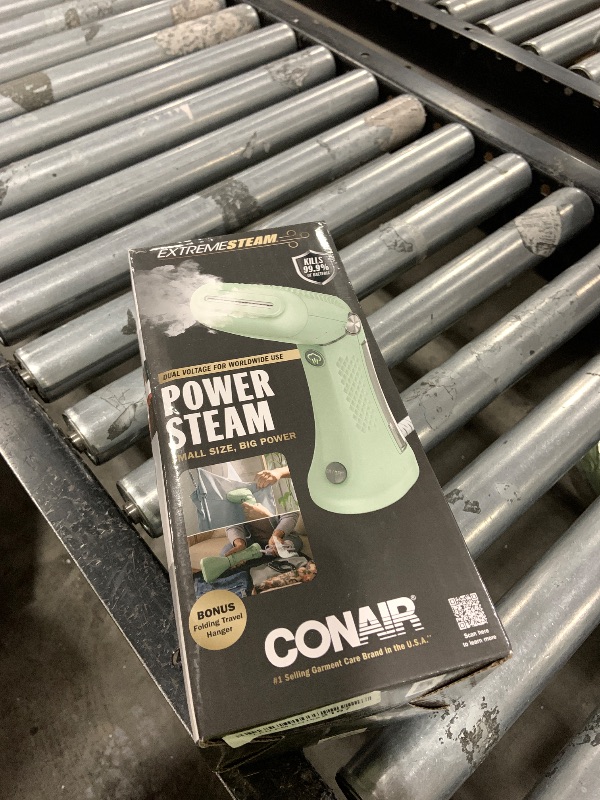 Photo 1 of Conair Handheld Garment Steamer for Clothes - Power Steam: Small Size, Big Power - Great for Home, Office, or Travel with Dual Voltage for Worldwide Use, Mint Green