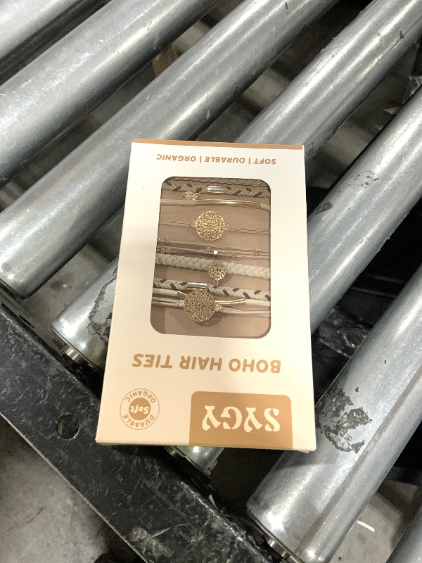 Photo 1 of 10 Boho Bracelets, Braided & Stretch Hair Ties for Thick/Thin Hair, 5 Styles, Light Coffee Colors - No Damage Ponytail Holders