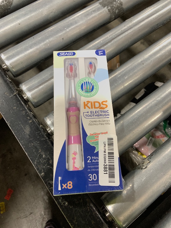 Photo 1 of SEAGO Kids Electric Toothbrush with 2 Mins Brushing Timer and 8 Replacement Bursh Heads,Rainbow LED Light Make Brushing Fun, Pink Color Girls Battery Powerd Toothbrush for 4-12 Years Old
