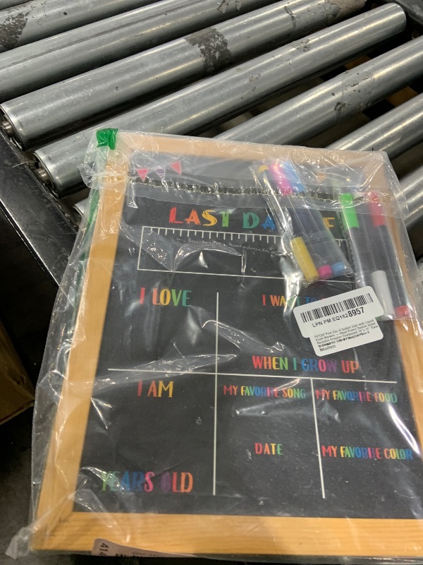 Photo 1 of PETCEE First Day of School Sign with Liquid Chalk Markers - Wood Frame Double Sided Reusable Erasable Chalkboard 10"x 12" Back to School 1st Day of Preschool Pre-K Kindergarten Gifts for Daughter Son