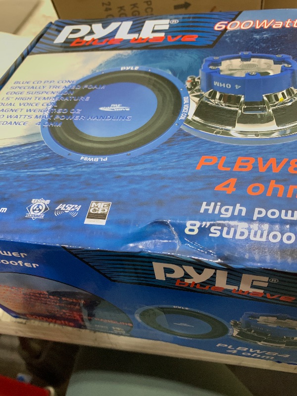 Photo 1 of Pyle Car Vehicle Subwoofer Audio Speaker - 8 Inch Blue Injection Molded Cone, Blue Chrome-Plated Plastic Basket, Dual Voice Coil 4 Ohm Impedance, 600 Watt Power, Vehicle Stereo Sound System PLBW84