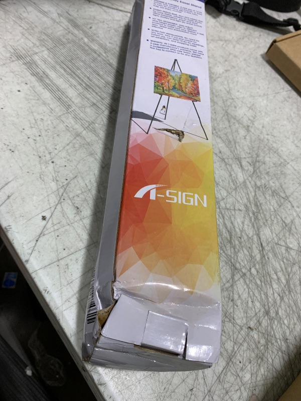 Photo 1 of Portable Art Easel Stand 63 Inches - Black Picture Stands for Display w/Bag - Tabletop Art Easel Stand for Sign, Wedding Signs, Poster Stand, Painting Canvas Stand - Metal Tripod, Easels for Display