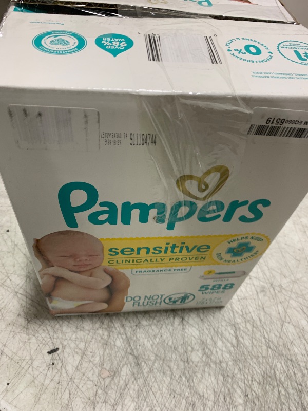Photo 1 of Pampers Baby Wipes Sensitive, Water Based Wipes, Hypoallergenic and Unscented for Babies, 588 Wipes Total (7 Refill Packs)