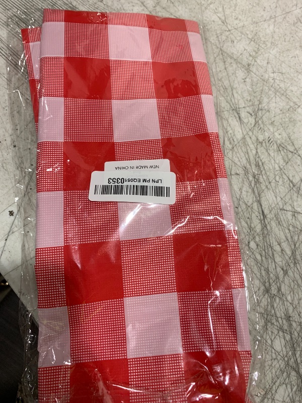 Photo 1 of Kopokita 2 Pack Red Gingham Tablecloth, 54 x 108 Inches Red and White Checkered Tablecloths Plastic Table Cloth Disposable Picnic Tablecovers for Rectangle Table