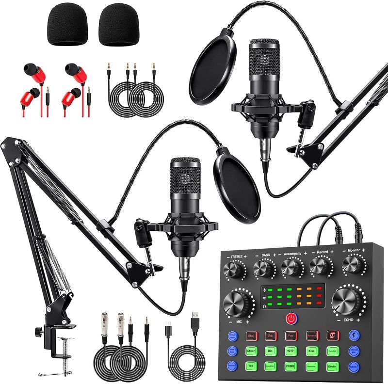 Photo 1 of sktome Podcast Equipment Bundle for 2, V8s Voice Changer with BM-800 Podcast Microphone Bundle - Studio Condenser Microphone Perfect for Podcasting, Recording, Singing, Streaming and Gaming
