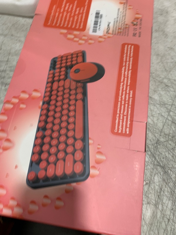 Photo 1 of Wireless Keyboard and Mouse, COOFUN Retro Typewriter Keyboard with Round Keycaps, Full-Size Ergonomic, Ideal for Windows PC, Home, Office, and College Black and Red