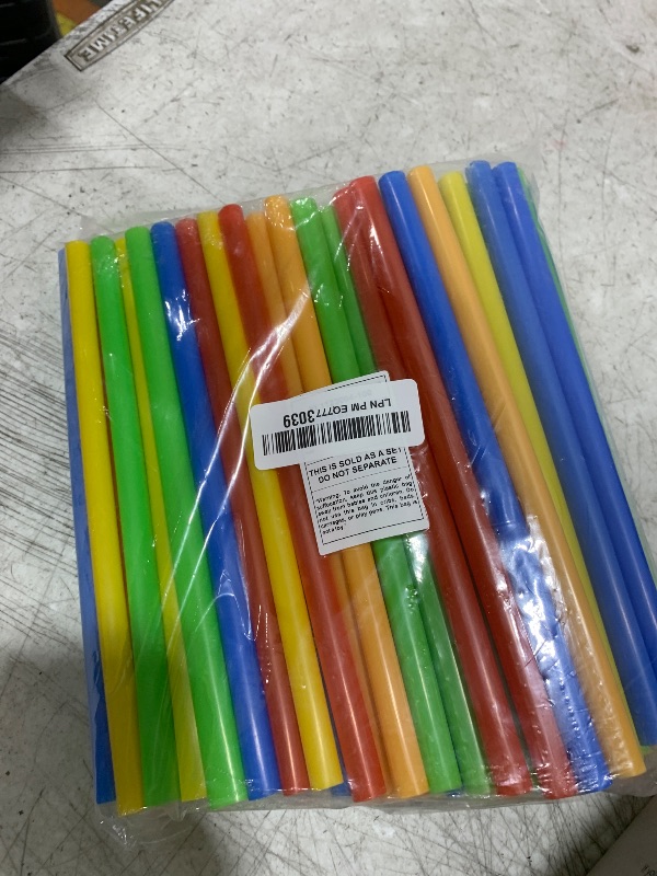 Photo 1 of Assorted Colors Jumbo Smoothie Straws, Colorful Disposable Wide-mouthed Large Milkshake Straws 9'' Inches High/Tall 100 pack