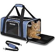 Photo 1 of Petskd Pet Carrier 17x11x9.5 Alaska Airline Approved,Pet Travel Carrier Bag for Small Cats and Dogs, Soft Dog Carrier for 1-10 LBS Pets,Dog Cat Carrier with Safety Lock Zipper(Blue)
