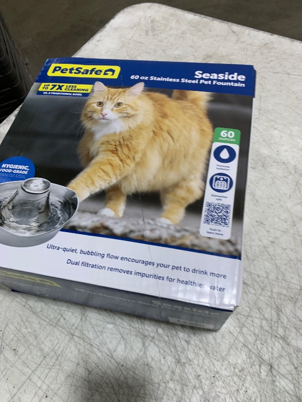 Photo 1 of PetSafe Seaside Stainless Pet Fountain - Encourages Hydration - Dual Filtration Removes Odors - Compact Design - Rust Resistant Material - Quiet Motor -