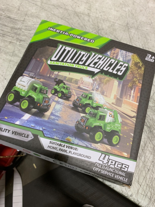 Photo 1 of 4 Pack Garbage Truck Toys for Toddlers – Push and Go Recycling Trucks for Boys and Girls Ages 2-5, Friction Powered Sanitation Vehicles with Realistic Details, Eco-Friendly Trash Truck Toy Set