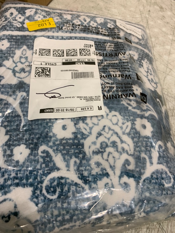 Photo 1 of SILOLOOM Vintage 3x5 Washable Rug for Entryway, Super Soft Blue and White Entryway Rug Non-Slip, Printed Faux Wool Floral 3x5 Area Rug Thin Floor Carpet for Kitchen, Bedroom, Office, Living Room