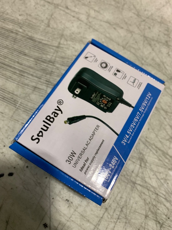 Photo 1 of SoulBay 12V Power Supply Universal AC DC Adapter Charger with Adjustable Output 5V 9V 3V 6V 4.5V 7.5V 12 Volt 1A 1.5A 2A for LED Strip Light CCTV Camera BT Speaker GPS Webcam Router, 5 FT Cord, 30W