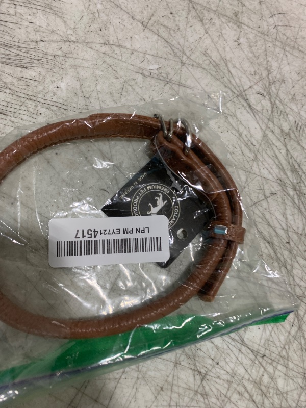 Photo 1 of CollarDirect Rolled Leather Dog Collar, Soft Padded Round Puppy Collar, Handmade Genuine Leather Collar Dog Small Large Cat Collars 13 Colors (13-16 Inch, Cinnamon Textured)