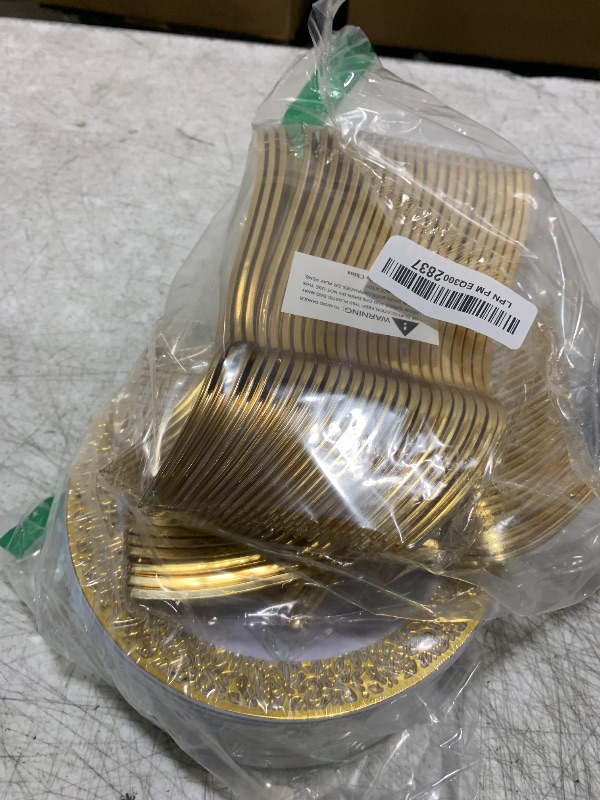 Photo 1 of WDF 100pcs Gold Dessert Plates 7.5" with 100 Pieces Disposable Forks 7.4", Lace Design Fancy Appetizer Small Salad and Cake Plates for Thanksgiving Party/Weeding