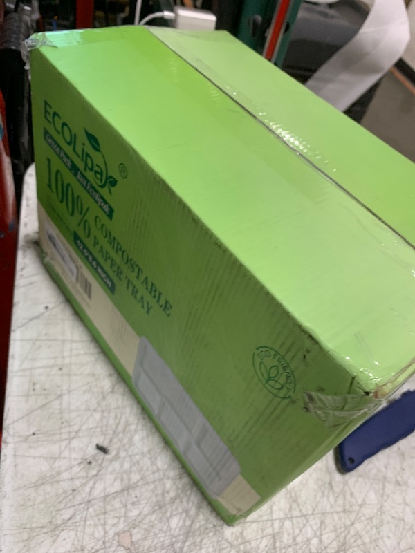 Photo 1 of ECOLipak 100% Compostable 5 Compartment Plates, 100 Pack Disposable Compartment Paper Plates, 12.5 * 8.6 inch Biodegradable Sugarcane Plates, Eco-Friendly School Lunch Trays