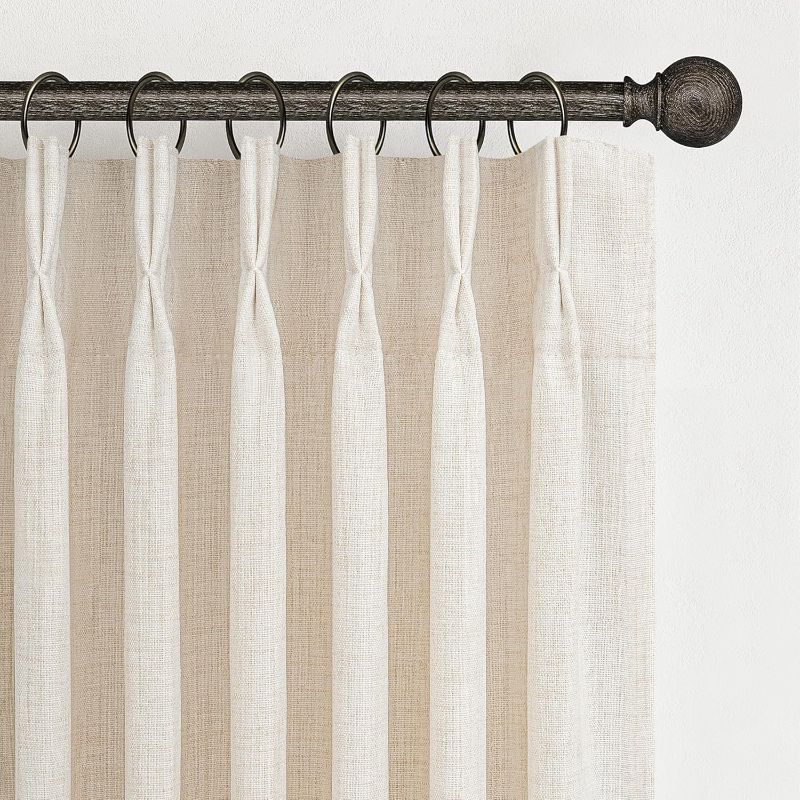 Photo 1 of Pinch Pleated Linen Curtains 96 Inches Long for Living Room Bedroom, Light Filtering Boho Window Drape 96 inch 2 Panels Burgs with Hooks&Rings 8ft Cream Birch Sliding Glass Door Sheer Curtain Decor
