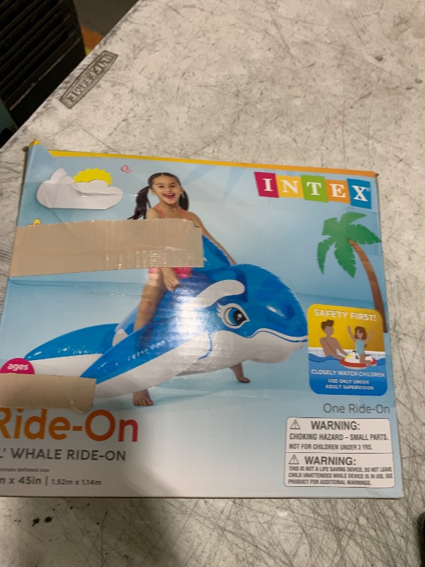 Photo 1 of INTEX Lil' Whale Inflatable Pool Float: Animal Pool Toy for Kids – 2 Heavy-Duty Handles – 88lb Weight Capacity – 60" x 45" – for Ages 3+