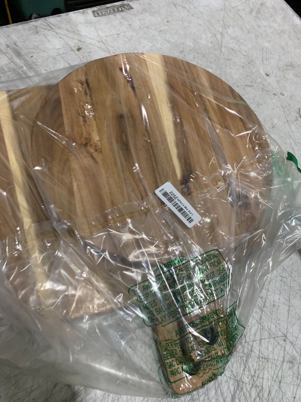 Photo 1 of KOLWOVEN Acacia Wood Cutting Board 2 Pack with Handle, Wooden Charcuterie Board Large Paddle Carving Chopping Board Set, Serving Tray for Cheese Meat Fruit Pizza Bread Baking