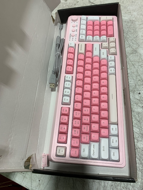 Photo 1 of AULA 99 Key Keyboard, Wireless Gaming Keyboard Bluetooth Computer Keyboards Creamy Cute with Number Pad RGB Backlit Tri-Mode BT/2.4GHz/USB-C - Pink