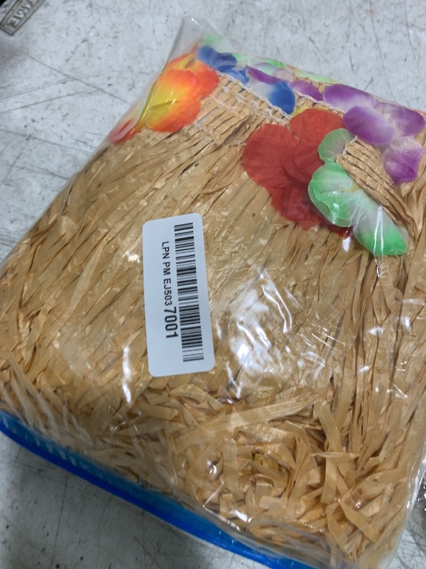 Photo 1 of Fovths Luau Grass Table Skirt Natural 9 Feet x 29.5 Inch Hawaiian Table Skirt for Tropical Hawaiian Party Decorations Luau Costume Party, Straw Yellow