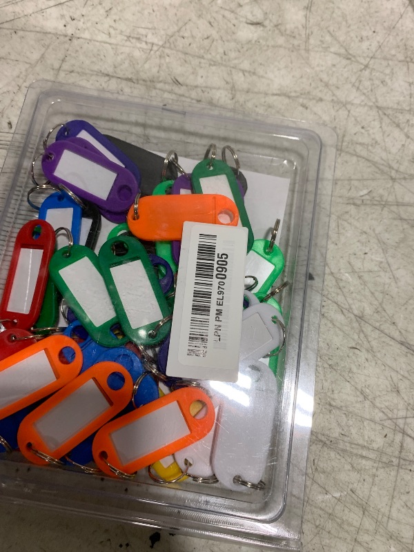 Photo 1 of Uniclife 40 Pack Tough Plastic Key Tags with Split Ring Label Window, Assorted Colors
