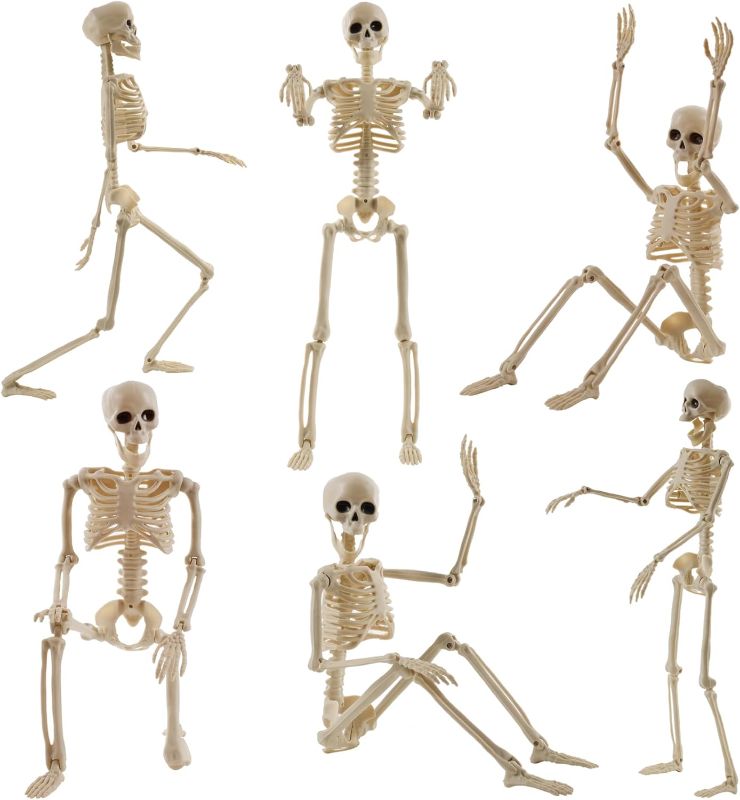 Photo 1 of HYRIXDIRECT 6 PCS Posable Halloween Skeleton Decor 16 Inches, Small Hanging Skeletons for Halloween Decor, Haunted House Graveyard Props Decor