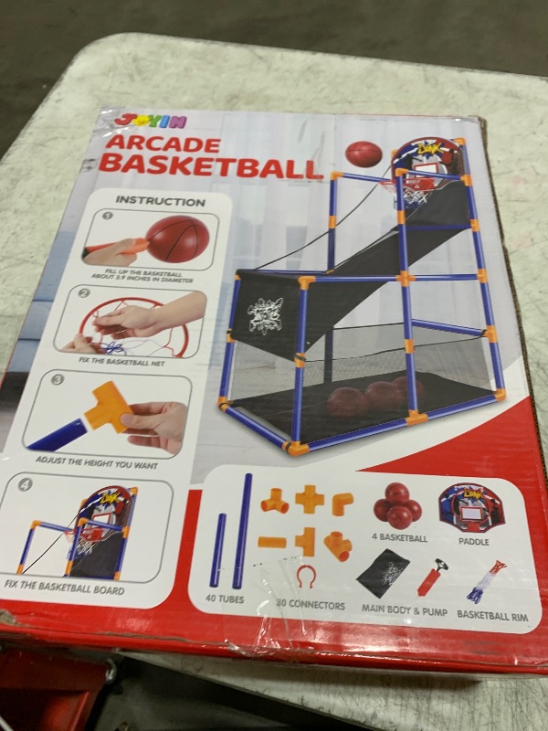 Photo 1 of JOYIN Arcade Basketball Game Set with 4 Balls and Hoop for Kids 3 to 12 Years Old Indoor Outdoor Sport Play - Easy Set Up - Air Pump Included - Ideal for Competition