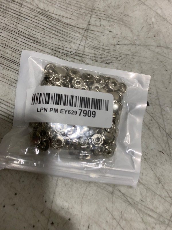 Photo 1 of 50Sets Snap Button Kit, 10mm Leather Snaps Fasteners, Metal Button Press Studs for Fabric Leather Bag Clothes Jackets Bracelets DIY for Sewing Accessories (Silver)