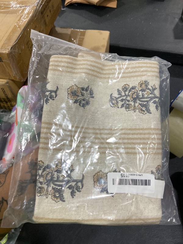 Photo 1 of Pillow Cover Thick Cotton 20 x 20 in Double Sided Block Print Gold Zipper for Easy Removal Home Decor Shabby Chic Farmhouse Neutral Sofa Couch Accent Throw (Beige Tan Charcoal Floral Stripes)