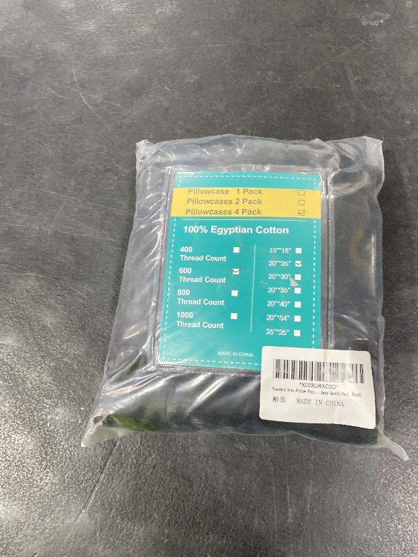 Photo 1 of 100% Egyptian Cotton Pillow Protectors Set of 4, 600 Thread Count Standard Size Bed Pillow Cases with Zipper, Sateen Weave Cooling Pillow Cases Quiet and Breathable Easy Care (4PCS, Standard, Black)