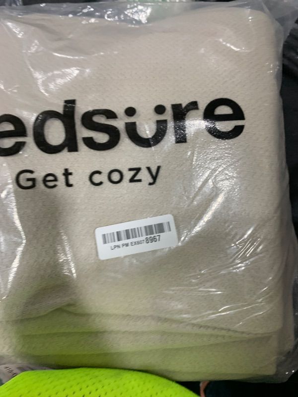 Photo 1 of Bedsure GentleSoft 100% Cotton Large Blanket Oversized King for Bed 120x94 inches - Breathable Soft Cozy Herringbone Woven Blanket for Summer, Couch Cover, Linen Beige