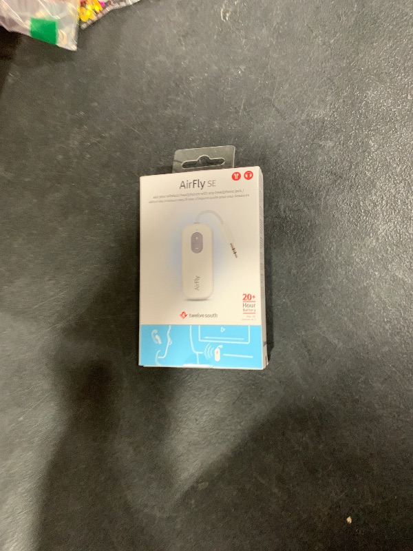 Photo 1 of Twelve South AirFly SE | Bluetooth Wireless Audio Transmitter Adapter for AirPods/Headphones, 20+ Hr Battery, Works with 3.5mm aux Jacks on Airplanes, TVs, Gym Equipment, and Travel