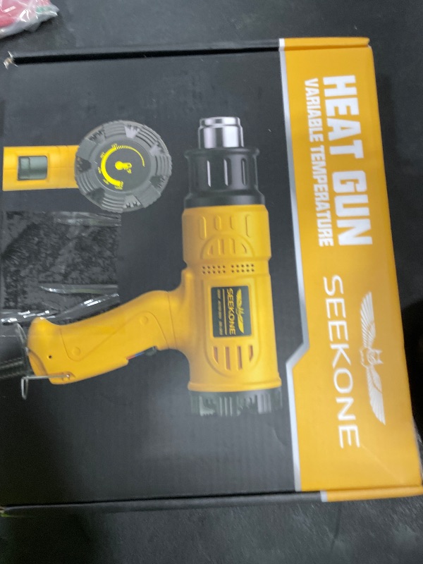 Photo 1 of SEEKONE Heat Gun 1800W 122?-1202??50?- 650??Fast Heating Heavy Duty Hot Air Gun Kit Variable Temperature Control Overheat Protection with 4 Nozzles for Crafts, Shrinking PVC, Stripping Paint(5.2FT)
