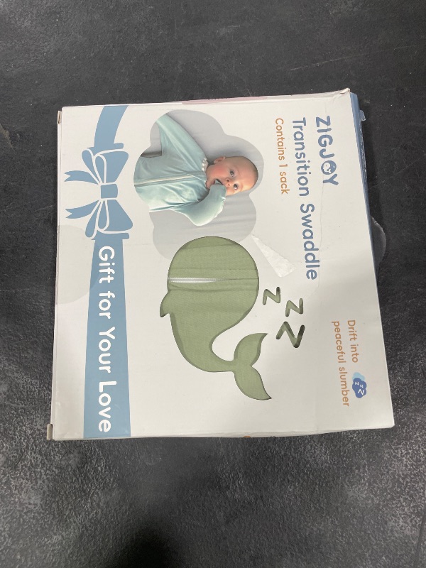 Photo 1 of ZIGJOY Baby Transitional Swaddles for Newborns: 0.5 Tog Arms Up Sleep Sack 3-6-12 Months Soft Cotton Shark Fin 2 Way Zipper Wearable Blanket Newborn Transition Swaddle Sleeping Sacks for Boy and Girl