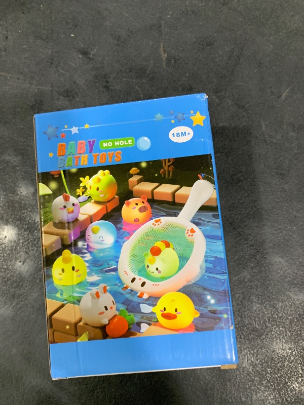 Photo 1 of Bath Toys Toddler No Hole Bath Tub Toys for Baby 6-12 Months Toys 12-18 Months 6PCS Animal Floating Bathtub Toys for Kids 1-3 Baby Shower for Infant Boys Girls (Light Up)