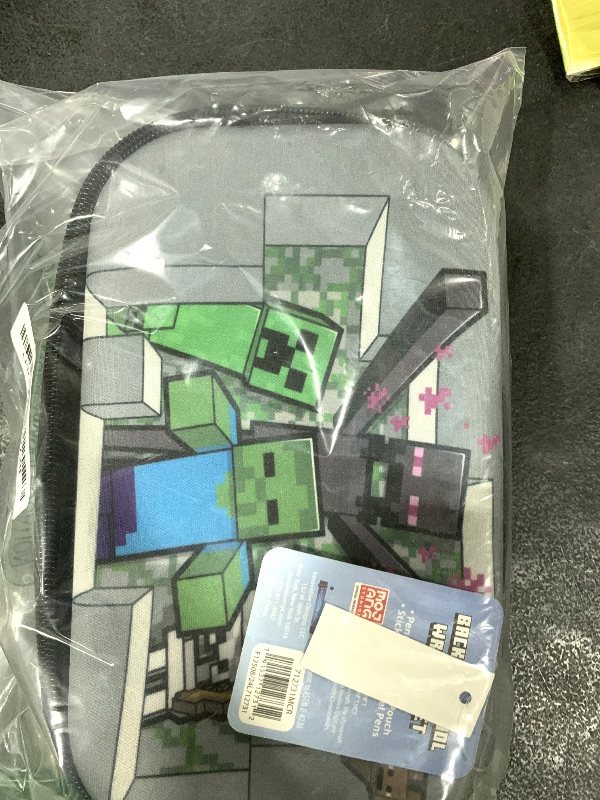 Photo 1 of Innovative Designs Minecraft Pencil Case Set with Stickers and Gel Pens for Kids, Molded with Zip Closure