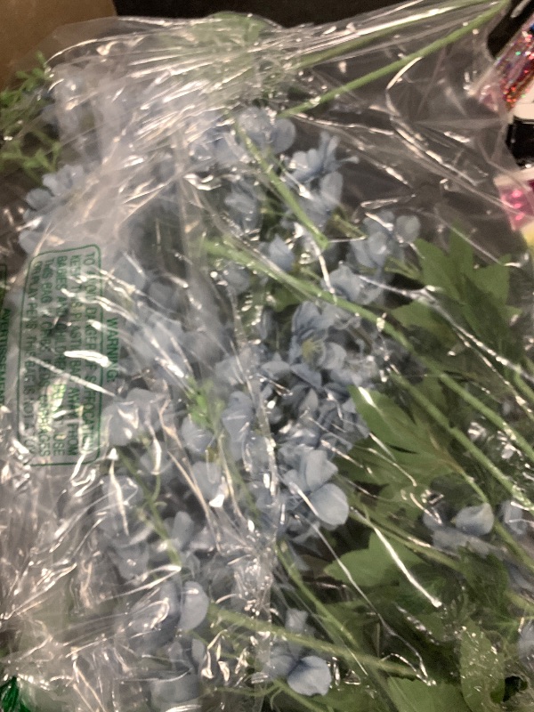 Photo 1 of 8PCS Dusty Blue Delphinium Artificial Flowers 33.5'' Faux Delphinium Stems Larkspur Silk Flowers for Wedding Table Centerpieces Home Garden Decor(Dusty Blue)
