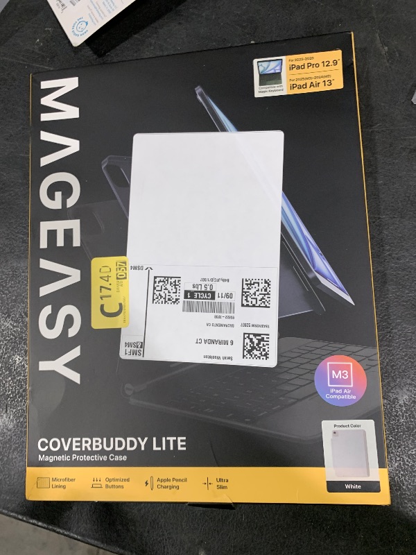 Photo 1 of MAGEASY CoverBuddy Lite for M3/M2 iPad Air 13" (2024-2025) - iPad Air Case Compatible with Magic Keyboard - White (1.2)