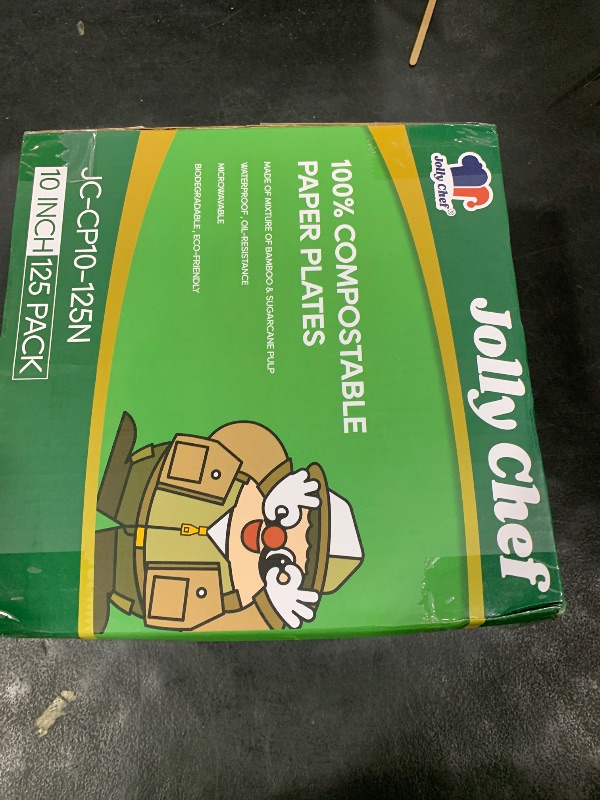 Photo 1 of JOLLY CHEF Compostable Heavy Duty Plates ?? ???? [??? ????] Eco-Friendly Disposable Paper Plates Made of Bagasse Biodegradable Bulk for Party Dinner Sugarcane Fibers Round (Natural)