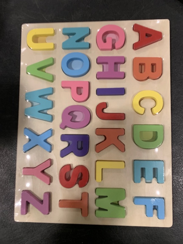 Photo 1 of Zeoddler Alphabet Puzzles, Wooden Puzzles for Toddlers, ABC Shape Puzzles for Kids, Preschool Learning Activities, Gift for Girls Boys
