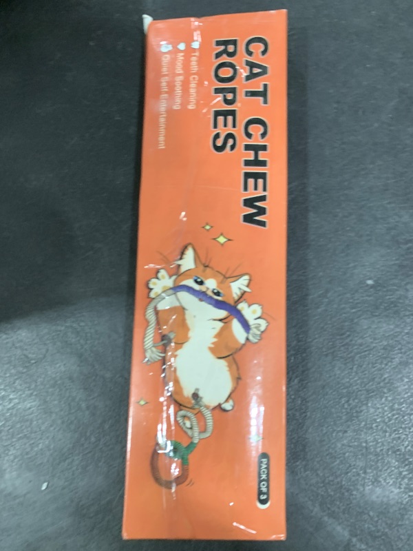 Photo 1 of Potaroma Cat Toys Chew Ropes 3Pcs with Refillable Natural Catnip, Safe Teeth Cleaning Toy for Indoor Kittens, Interactive Cat Nip Kitty Toys for All Breeds 19.5 Inches