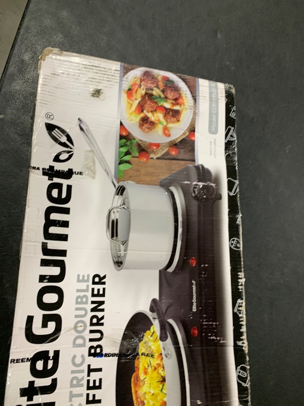 Photo 1 of Elite Gourmet EDB-302BF# Countertop Double Cast Iron Burner, 1500 Watts Electric Hot Plate, Temperature Controls, Power Indicator Lights, Easy to Clean, Black